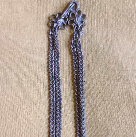 Unique Vintage Indian Filigree Metal Beaded Chandelier Tassle Necklace - Rare - Picture 10 of 10